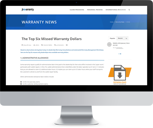 Read Warranty News Online