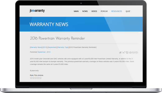 Searchable Warranty News